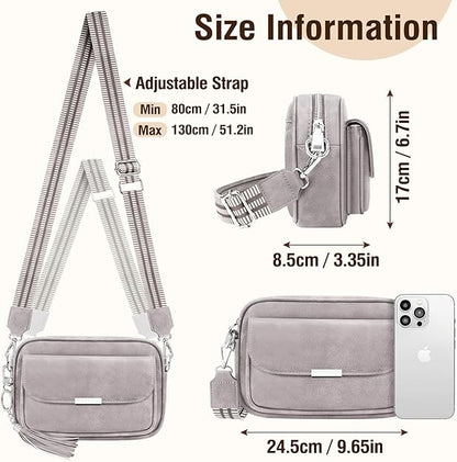 Bolso Mujer Bandolera Mediano Bolso Bandolera Mujer Piel PU Bolso Cruzado De Mujer Con Correa Ancha Ajustable Bolsos Bandolera Para Mujer Damas Compras, Viaje y Trabajo