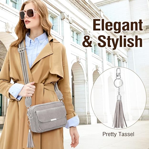 Bolso Mujer Bandolera Mediano Bolso Bandolera Mujer Piel PU Bolso Cruzado De Mujer Con Correa Ancha Ajustable Bolsos Bandolera Para Mujer Damas Compras, Viaje y Trabajo