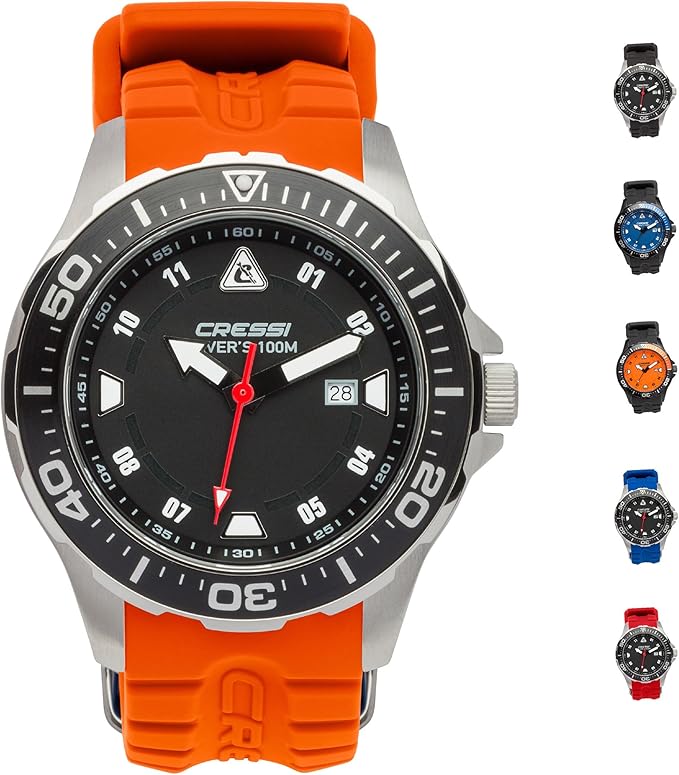 Cressi Manta - Reloj Submarino Profesional 10 ATM con Mecanismo de Cuarzo