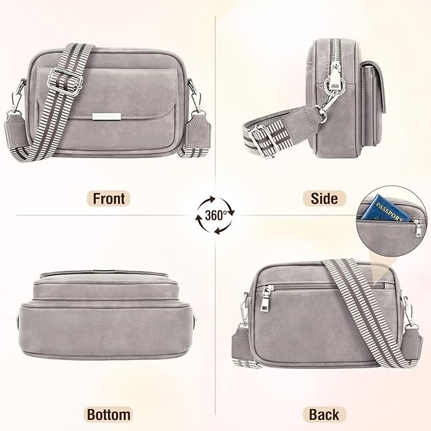 Bolso Mujer Bandolera Mediano Bolso Bandolera Mujer Piel PU Bolso Cruzado De Mujer Con Correa Ancha Ajustable Bolsos Bandolera Para Mujer Damas Compras, Viaje y Trabajo