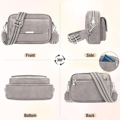 Bolso Mujer Bandolera Mediano Bolso Bandolera Mujer Piel PU Bolso Cruzado De Mujer Con Correa Ancha Ajustable Bolsos Bandolera Para Mujer Damas Compras, Viaje y Trabajo