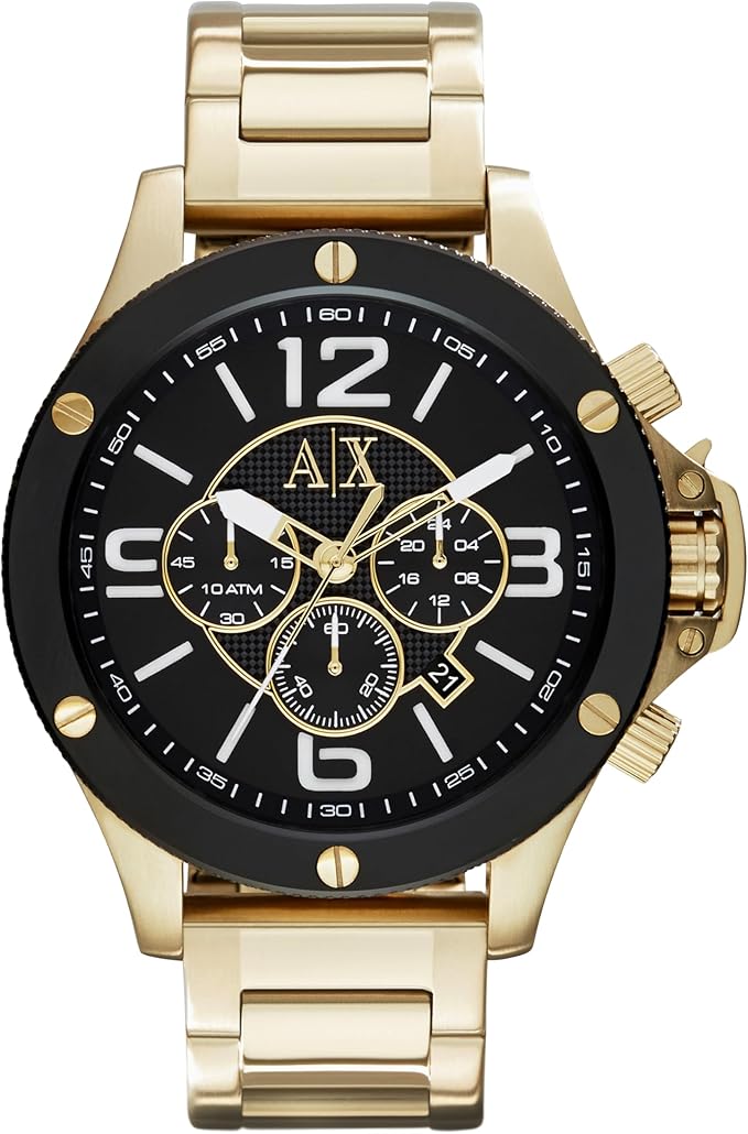 Armani Exchange Reloj hombre, Movimiento cronógrafo de cuarzo y caja de 48mm con correa de acero inoxidable