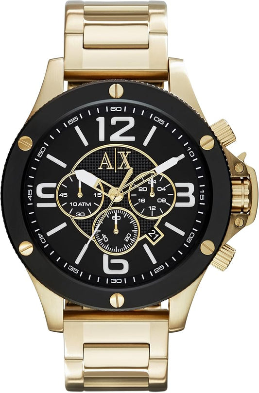 Armani Exchange Reloj hombre, Movimiento cronógrafo de cuarzo y caja de 48mm con correa de acero inoxidable