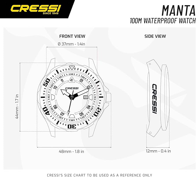 Cressi Manta - Reloj Submarino Profesional 10 ATM con Mecanismo de Cuarzo