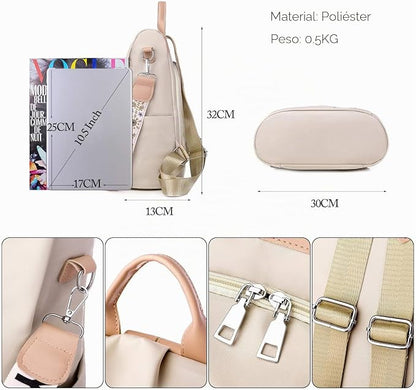 FANDARE Bolsos Mochila Mujer Bolsa de Hombro Bandolera Antirrobo Bolso Mochilas Tipo Casual Niña Bolsas Escolares Señoras Daypacks para Outdoor Viaje Commute Trabaja Impermeable Poliéster