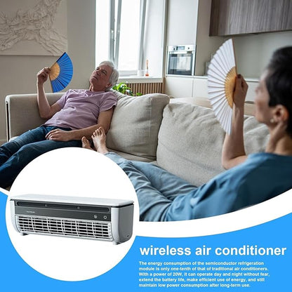Aire Acondicionado De Pared Sin Perforaciones - Ventilador Enfriador De Aire Portátil De 13 Pulgadas, 6000 MAh, Carga USB, Velocidades, Inalámbrico, Enfriamiento Rápido, Ideal Para Camping, Coche