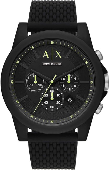 Armani Exchange Reloj Hombre, Movimiento Cuarzo cronógrafo y Caja 44mm con Correa Silicona