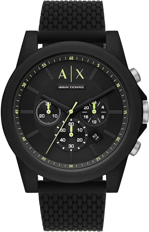 Armani Exchange Reloj Hombre, Movimiento Cuarzo cronógrafo y Caja 44mm con Correa Silicona