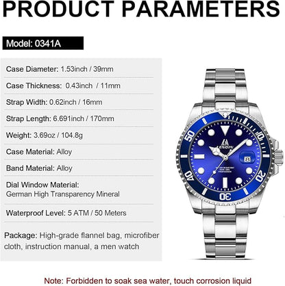 LN LENQIN Reloj Hombre Relojes de Acero Inoxidable para Hombres Reloj de Cuarzo Analógico Resistente Al Agua Relojes de Pulsera para Hombres con Fecha Relojes Casuales de Moda Luminosos