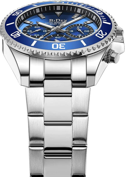 HANPOSH Reloj Hombre Cronógrafo de Acero Inoxidable Impermeable Fecha Analógica Reloj de Cuarzo de Negocios Casual Moda Relojes de Pulsera para Hombres