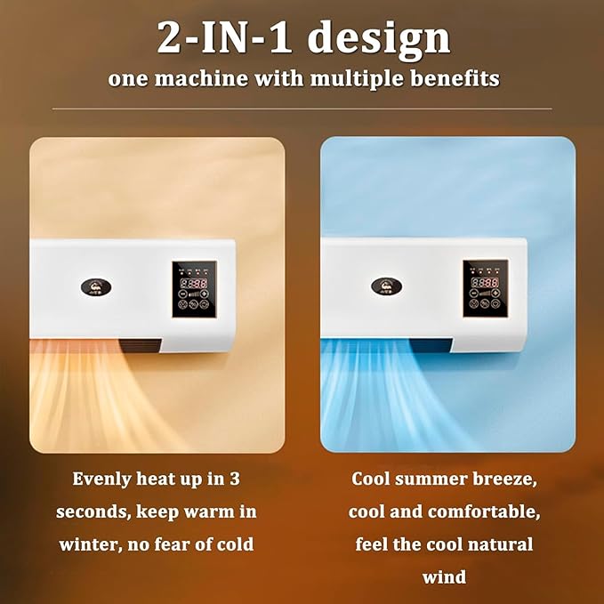 Aire acondicionado portátil sin conductos y ventilador de pared sin aspas, unidad de aire acondicionado portátil 3 en 1 (sistema de refrigeración/ventilación/split) con control remoto, diseño ultras