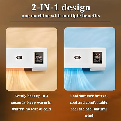 Aire acondicionado portátil sin conductos y ventilador de pared sin aspas, unidad de aire acondicionado portátil 3 en 1 (sistema de refrigeración/ventilación/split) con control remoto, diseño ultras