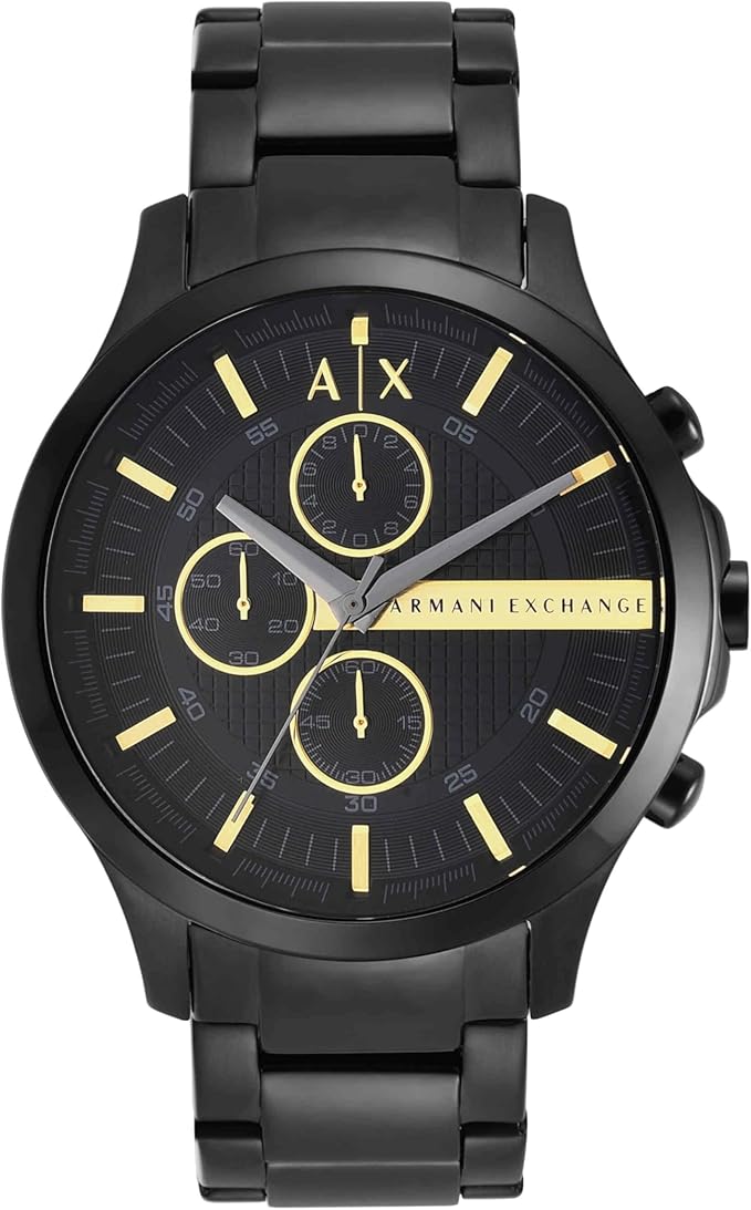 Armani Exchange Relojes de Hombre, Movimiento de Cuarzo cronógrafo y Caja de 46 mm con Correa de Acero Inoxidable