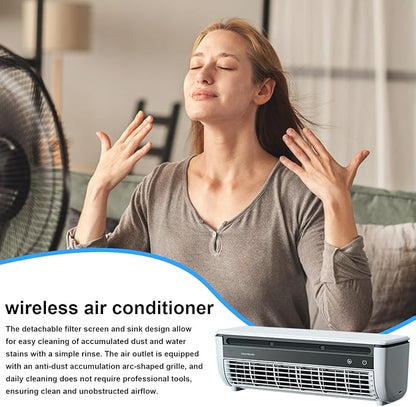 Aire Acondicionado De Pared Sin Perforaciones - Ventilador Enfriador De Aire Portátil De 13 Pulgadas, 6000 MAh, Carga USB, Velocidades, Inalámbrico, Enfriamiento Rápido, Ideal Para Camping, Coche