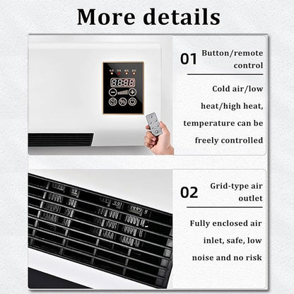 Aire acondicionado portátil sin conductos y ventilador de pared sin aspas, unidad de aire acondicionado portátil 3 en 1 (sistema de refrigeración/ventilación/split) con control remoto, diseño ultras