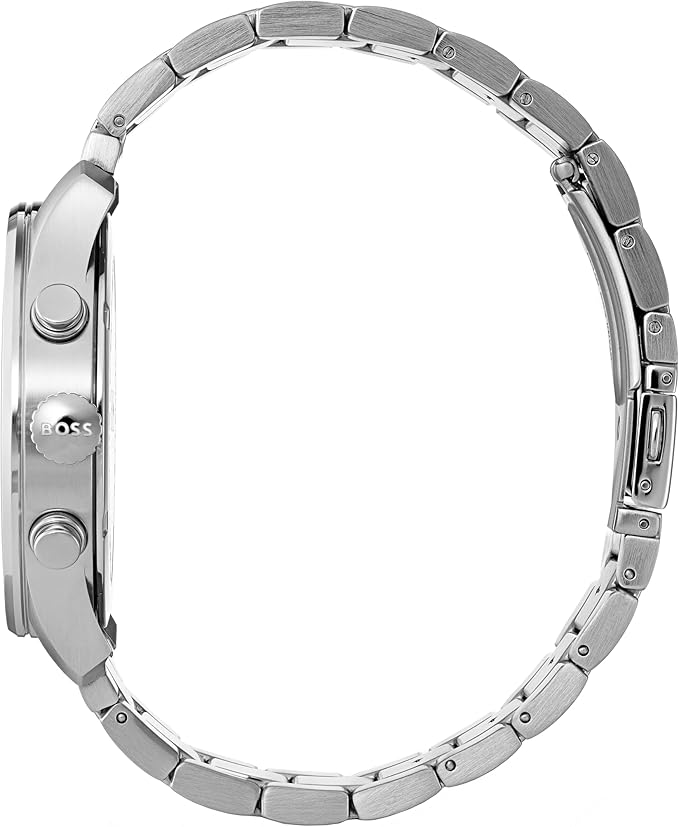 BOSS Reloj Cronógrafo de Cuarzo para Hombre de 44 mm Colección The Professional con Esfera Azul, Pulsera de Acero Inoxidable Plateado, 3 Subesferas, Resistencia al Agua 3ATM - 1513527
