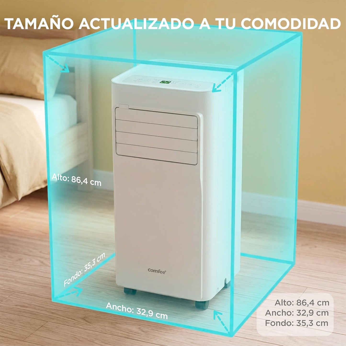 COMFEE Pingüino Aire Acondicionado Portátil 3 en 1 | 8000 BTU/2000 Frigorías Con App + Mando a Distancia | Climatizador y Deshumidificador | Bajo Consumo | Función Follow Me | Incluye kit de Ventana [Clase de eficiencia energética A]