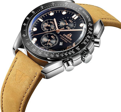 LN LENQIN Reloj Hombre Relojes Cuarzo Analógicos para Hombres Relojes Pulsera para Hombres Resistentes Al Agua hasta 30m Relojes Negocios Moda con Visualización De Fecha Reloj De Cuero