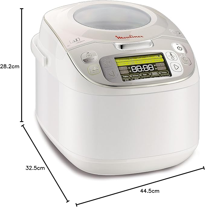 Moulinex Maxichef Advance MK8121 - Robot de cocina, 45 programas de cocción, programable hasta 24 horas, bol con capacidad hasta 4 personas, función diferido programable, Plata Premium