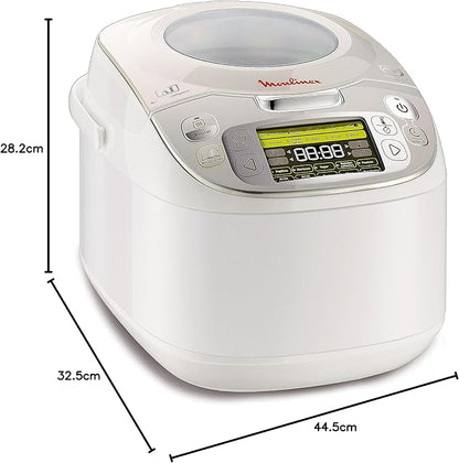 Moulinex Maxichef Advance MK8121 - Robot de cocina, 45 programas de cocción, programable hasta 24 horas, bol con capacidad hasta 4 personas, función diferido programable, Plata Premium