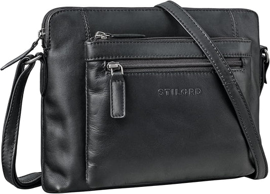 STILORD "Verdelio Moderno Bolso de Hombro de Cuero de las Señoras Pequeñas - Ideal como Bolsa Messenger de las Señoras - Bolso de las Mujeres la Tableta 10 Pulgadas Color:salerno - marrón