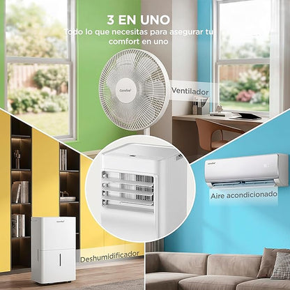 COMFEE Pingüino Aire Acondicionado Portátil 3 en 1 | 8000 BTU/2000 Frigorías Con App + Mando a Distancia | Climatizador y Deshumidificador | Bajo Consumo | Función Follow Me | Incluye kit de Ventana [Clase de eficiencia energética A]