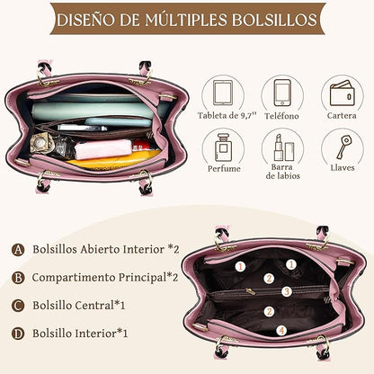 VARLIVOO Casual Bolsos para Mujer Bolsos Bandolera Bolsos de Mano Bolsos Totes para Mujer Bolso Señoras Cocodrilo Patrón Impermeable PU Cuero