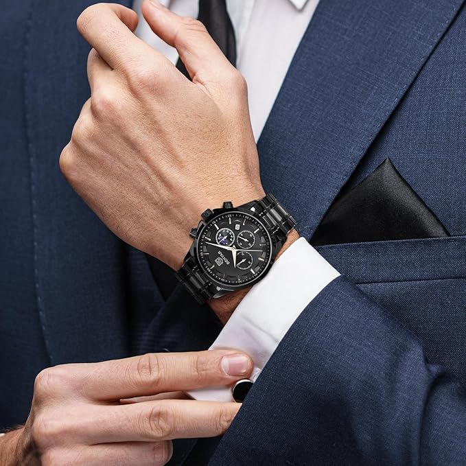 BENYAR by Relojes Hombre Analógico Cuarzo Cronografo Impermeable Luminoso Fecha Moda Casual Reloj de Pulsera Elegante Regalo para Hombre
