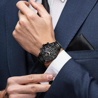 BENYAR by Relojes Hombre Analógico Cuarzo Cronografo Impermeable Luminoso Fecha Moda Casual Reloj de Pulsera Elegante Regalo para Hombre