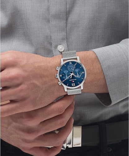 Tommy Hilfiger Reloj Analógico de Cuarzo Multifunción para Hombre con Correa de Malla o en Link de Acero Inoxidable