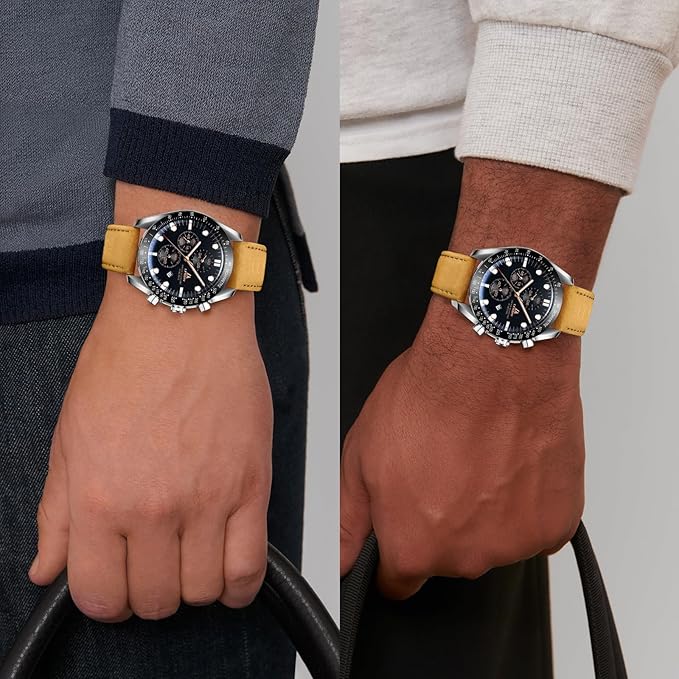 LN LENQIN Reloj Hombre Relojes Cuarzo Analógicos para Hombres Relojes Pulsera para Hombres Resistentes Al Agua hasta 30m Relojes Negocios Moda con Visualización De Fecha Reloj De Cuero