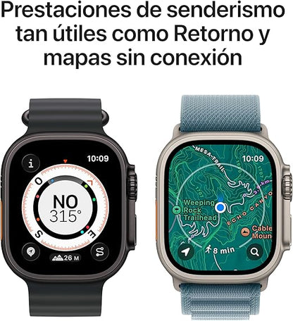 Apple Watch Ultra 3 GPS + Cellular, Reloj prémium para Running y Multideporte con Caja de Titanio Resistente de 49 mm y Correa Ocean Negra. Monitores avanzados de Salud