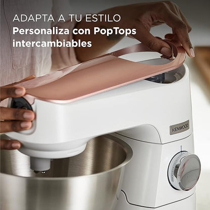 Kenwood Titanium Chef Baker KVC65.001WH - Robot de cocina con báscula integrada (1200 W, incluye 3 utensilios de pastelería, espátula y protector contra salpicaduras), color blanco