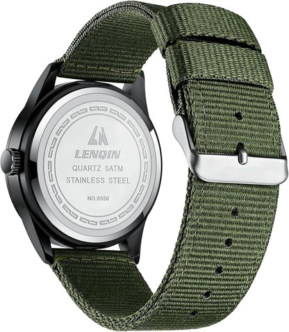 LN LENQIN Reloj Hombre Militar Relojes Analógicos Cuarzo para Hombres Reloj de Campo Luminoso Impermeables Deportivo Táctico Relojes de Pulsera con Fecha y Correa de Nailon
