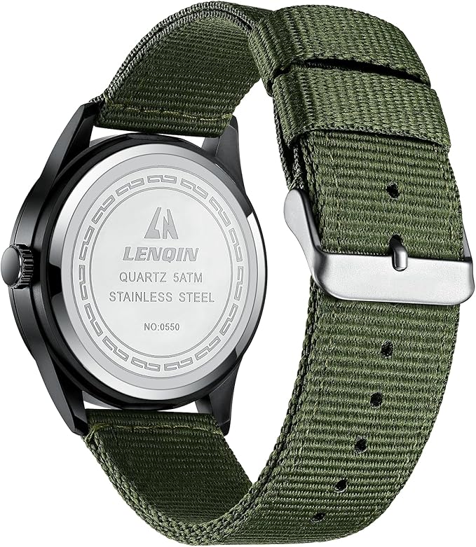 LN LENQIN Reloj Hombre Militar Relojes Analógicos Cuarzo para Hombres Reloj de Campo Luminoso Impermeables Deportivo Táctico Relojes de Pulsera con Fecha y Correa de Nailon