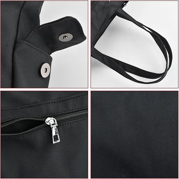 Amexo Bolso Bandolera Señoras Grande Bolso de Lona para Mujer Bolso de Hombro de Moda para Mujer Bolso de Mano con Cremallera y Muchos Compartimentos para el Día a día Oficina Escuela Viajes