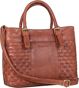 STILORD Daniela Moderno Bolso Piel Mujer con Aspecto Trenzado Bolso Bandolera para Señoras Tote Bag Bolso de Mano Cuero Auténtico Color:arrona - marrón