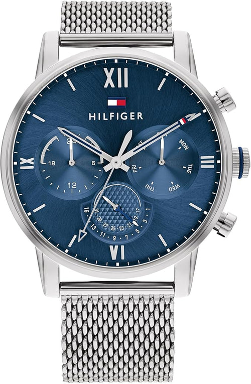 Tommy Hilfiger Reloj Analógico de Cuarzo Multifunción para Hombre con Correa de Malla o en Link de Acero Inoxidable