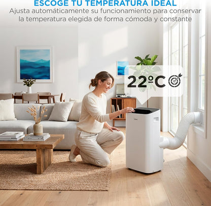MIDEA Pingüino Aire Acondicionado Portátil 4 en 1 | 3000 Frigorías/12.000 BTU con Control por App | Climatizador y Deshumidificador hasta 35m2 - Modo Sleep, Mando a Distancia | Incluye kit de ventana [Clase de eficiencia energética A]