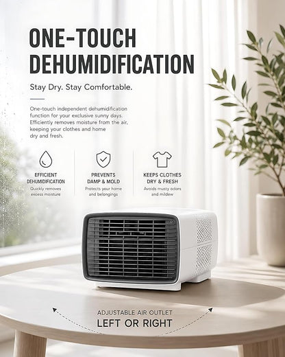 Aire Acondicionado Portátil 2700 BTU, 280W Bajo Consumo, 3 en 1 Enfriador, Deshumidificador y Ventilador con Compresor DC, Silencioso, Mando a Distancia para Camping y Caravana