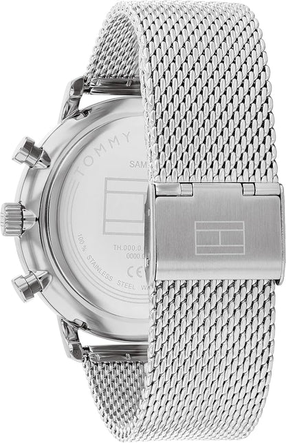 Tommy Hilfiger Reloj Analógico de Cuarzo Multifunción para Hombre con Correa de Acero Inoxidable