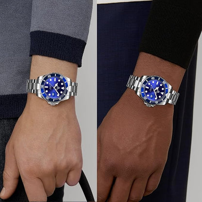 LN LENQIN Reloj Hombre Relojes de Acero Inoxidable para Hombres Reloj de Cuarzo Analógico Resistente Al Agua Relojes de Pulsera para Hombres con Fecha Relojes Casuales de Moda Luminosos