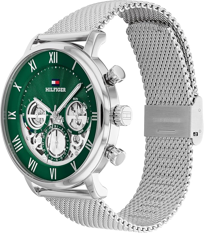 Tommy Hilfiger Reloj Analógico de Cuarzo Multifunción para Hombre con Correa de Acero Inoxidable