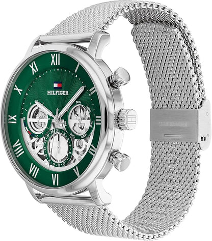 Tommy Hilfiger Reloj Analógico de Cuarzo Multifunción para Hombre con Correa de Acero Inoxidable