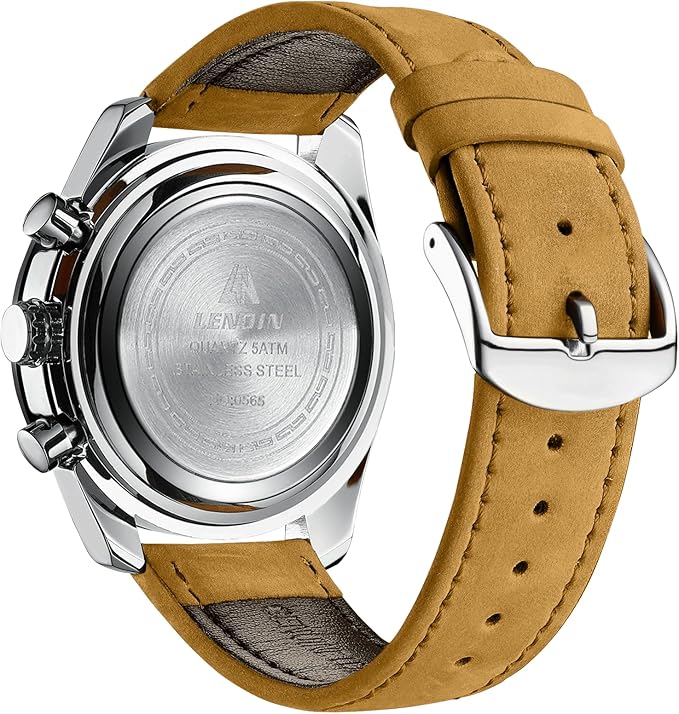LN LENQIN Reloj Hombre Relojes Cuarzo Analógicos para Hombres Relojes Pulsera para Hombres Resistentes Al Agua hasta 30m Relojes Negocios Moda con Visualización De Fecha Reloj De Cuero